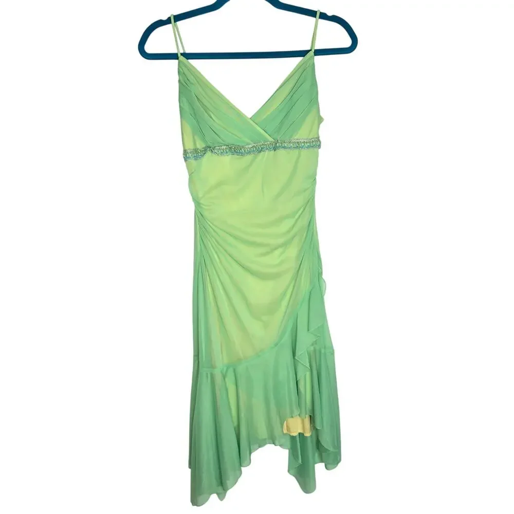 Vintage Y2K Babydoll Fairy Mesh Dress Prom Beaded City Triangles Women Small - Picture 10 of 15